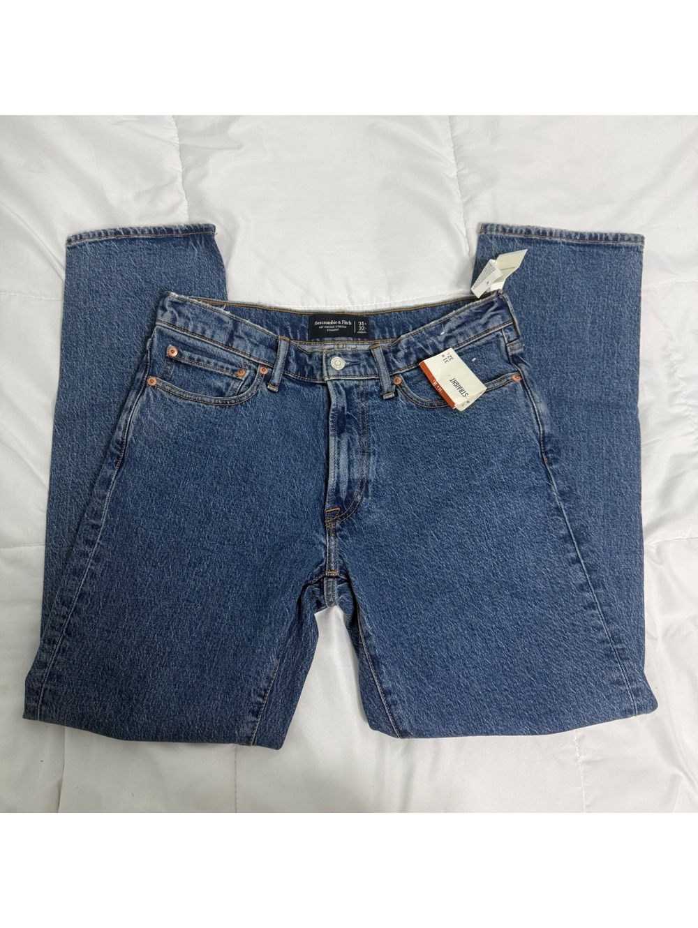 Abercrombie & Fitch VINTAGE STRETCH STRAIGHT dark blue denim jeans 31w 32l nwt